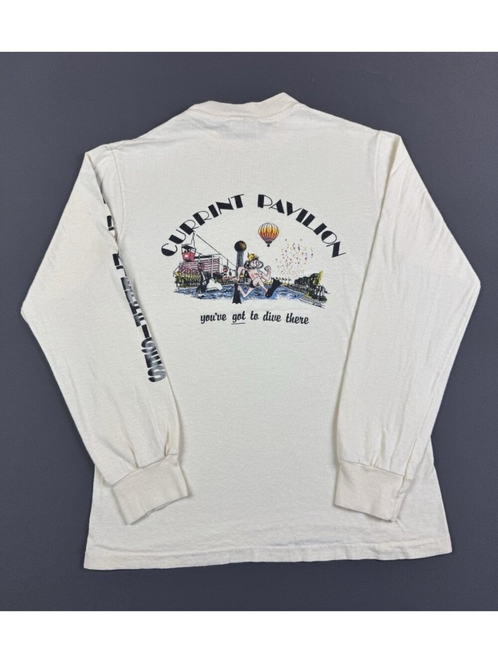 Rare Vintage 80s Hanes Currint Underwater Specialist Company Promo Long Sleeve T